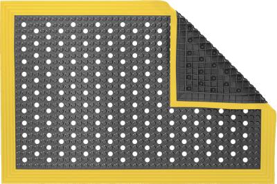 ESD Anti-Fatigue Floor Mat with Holes & 5 cm Yellow Bevel | Nitrile Smooth Conductive ESD | Black | 50 x 120 cm